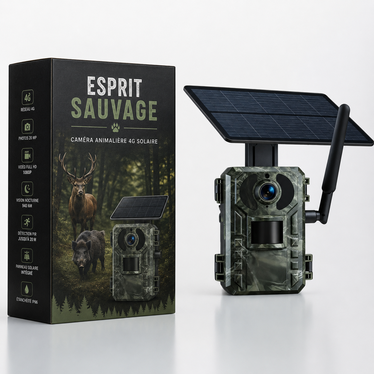 Caméra Animalière 4G Solaire avec Panneau Intégré