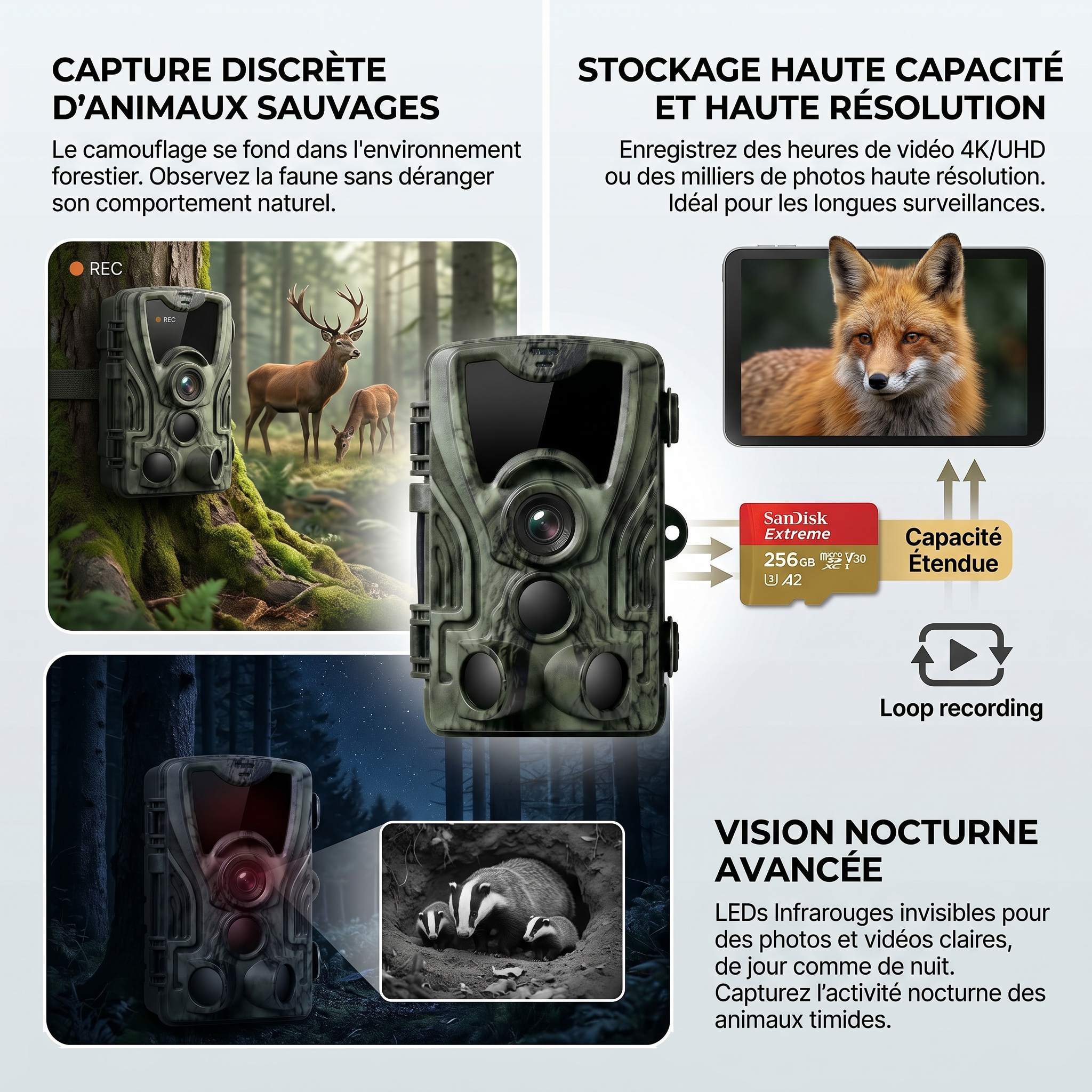 Caméra Animalière  Autonome avec Carte SD